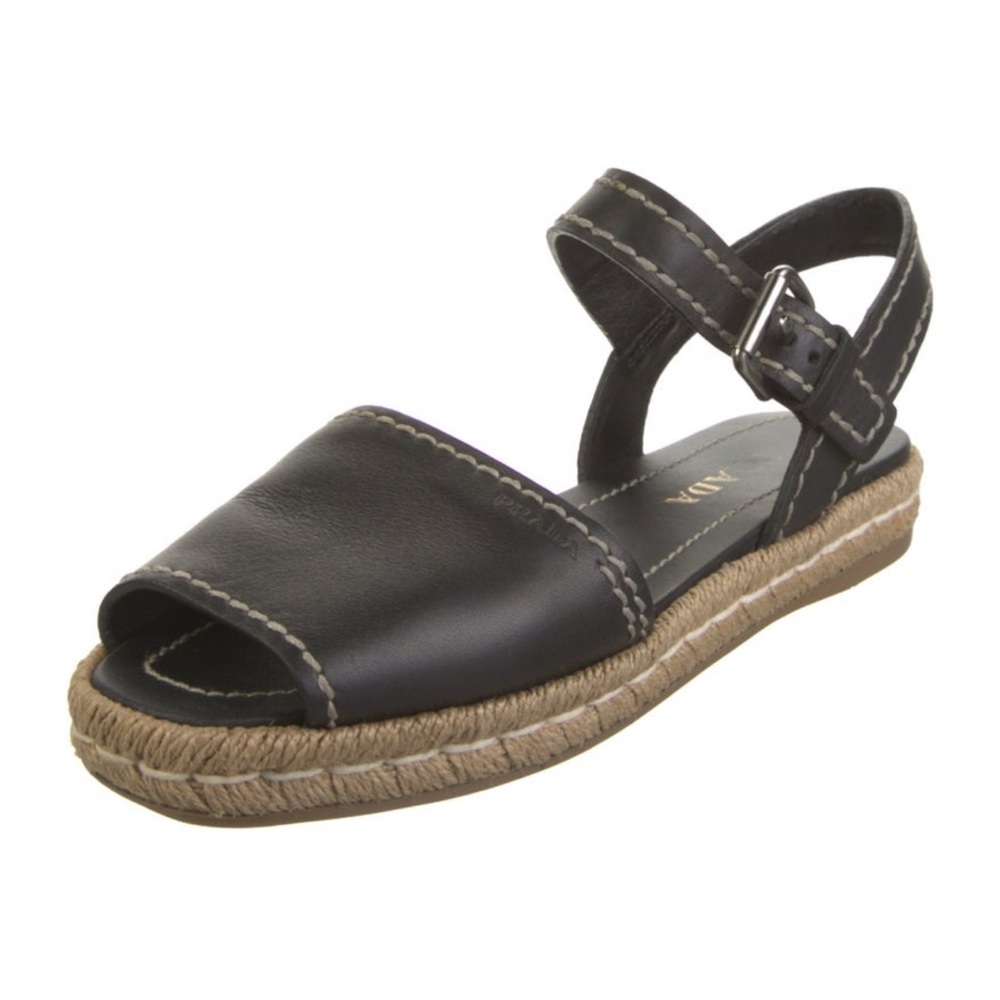 PRADA Vitello Montana Logo Espadrille Sandals